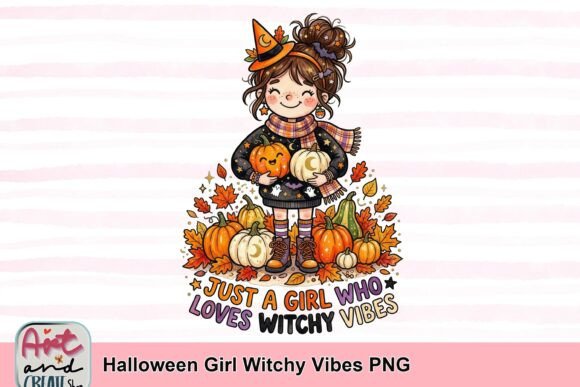 Cast a Spell with Halloween Girl Witchy Vibes PNG