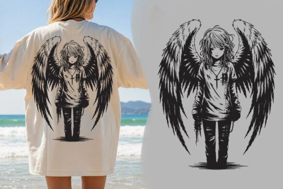 Dark Angel Girl Y2K PNG: Unleash Gothic Streetwear Energy