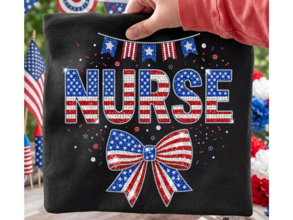 Nurse Confetti Flag Rhinestone Tshirt: A Festive Design Asset
