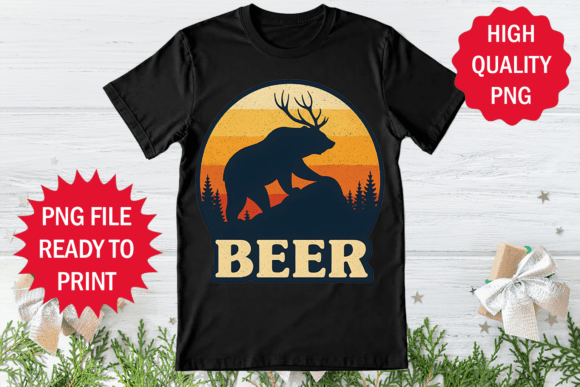 Retro Vibes Meet Modern Charm: Funny Deer and Beer Clipart