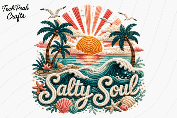 Salty Soul Beach Shirt PNG: Coastal Design for Creators