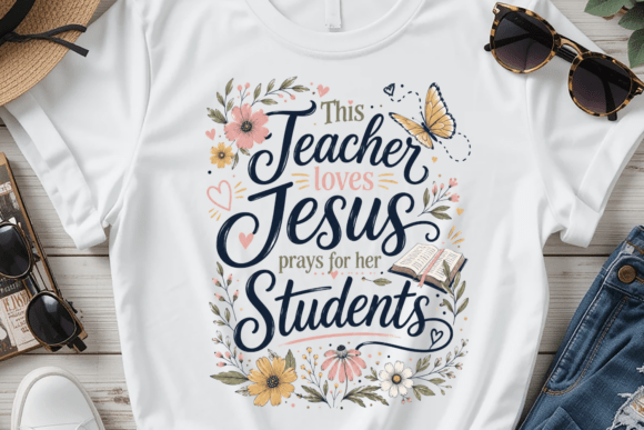 Teacher Prays for Her Students PNG: Faith-Filled Design